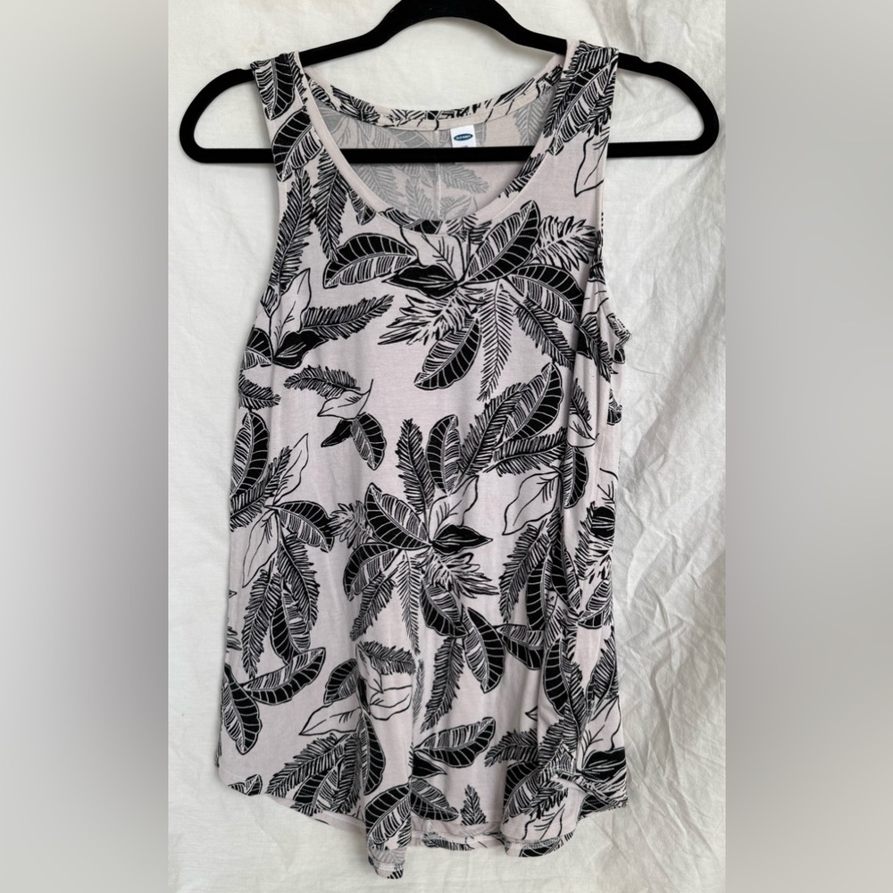Old Navy Monochrome Leaf Print Luxe Tank Top